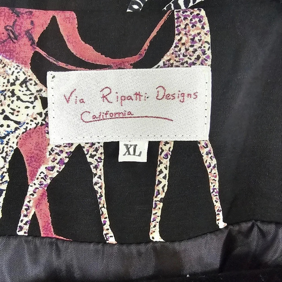 Via Ripatti Designs California  Jacket African Print Zip Black Sz XL - Picture 3 of 5